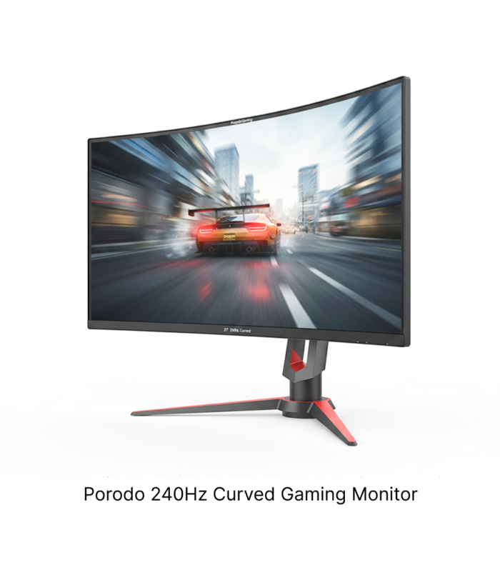 Porodo Gaming 27" 240Hz Curved Gaming Monitor Adjustable Rotating Stand